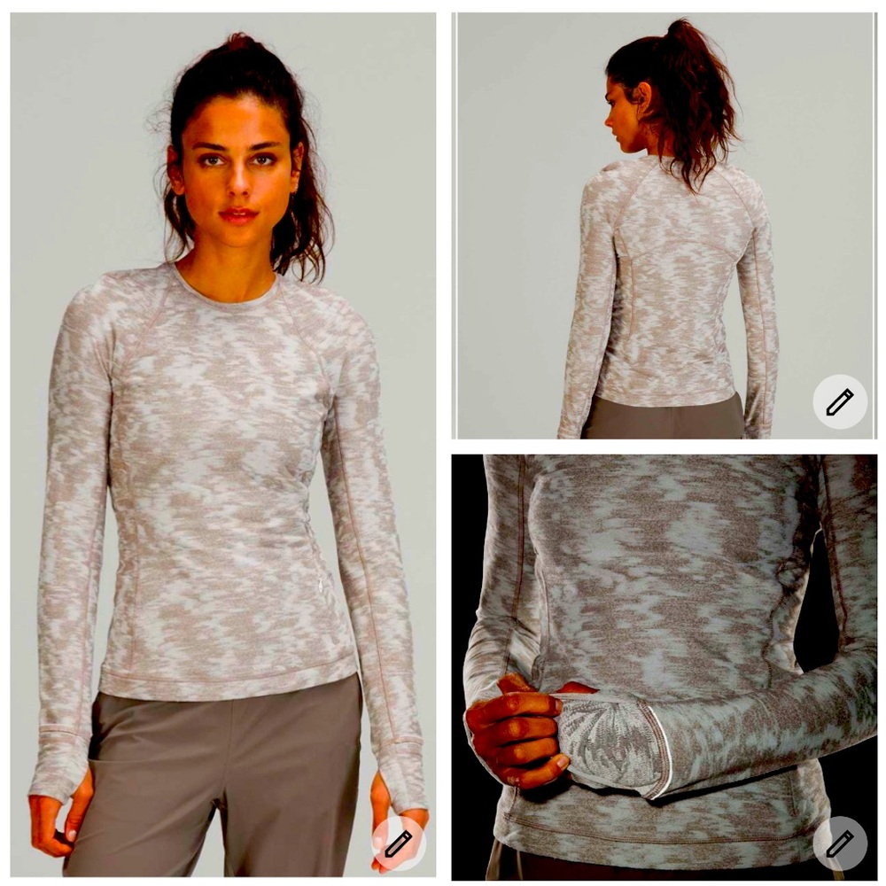 Lululemon It’s Rulu Run Long Sleeve Shirt Color Data Rush Mini Jacquard 14 EUC